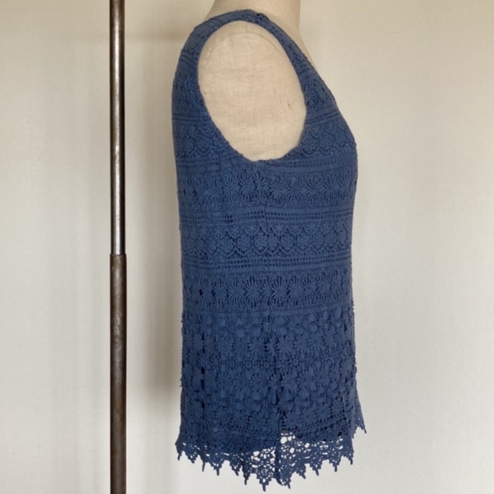 Cotton lace sleeveless top, lined with Tencel knit, invisible side zipper, M - Picture 6 of 10